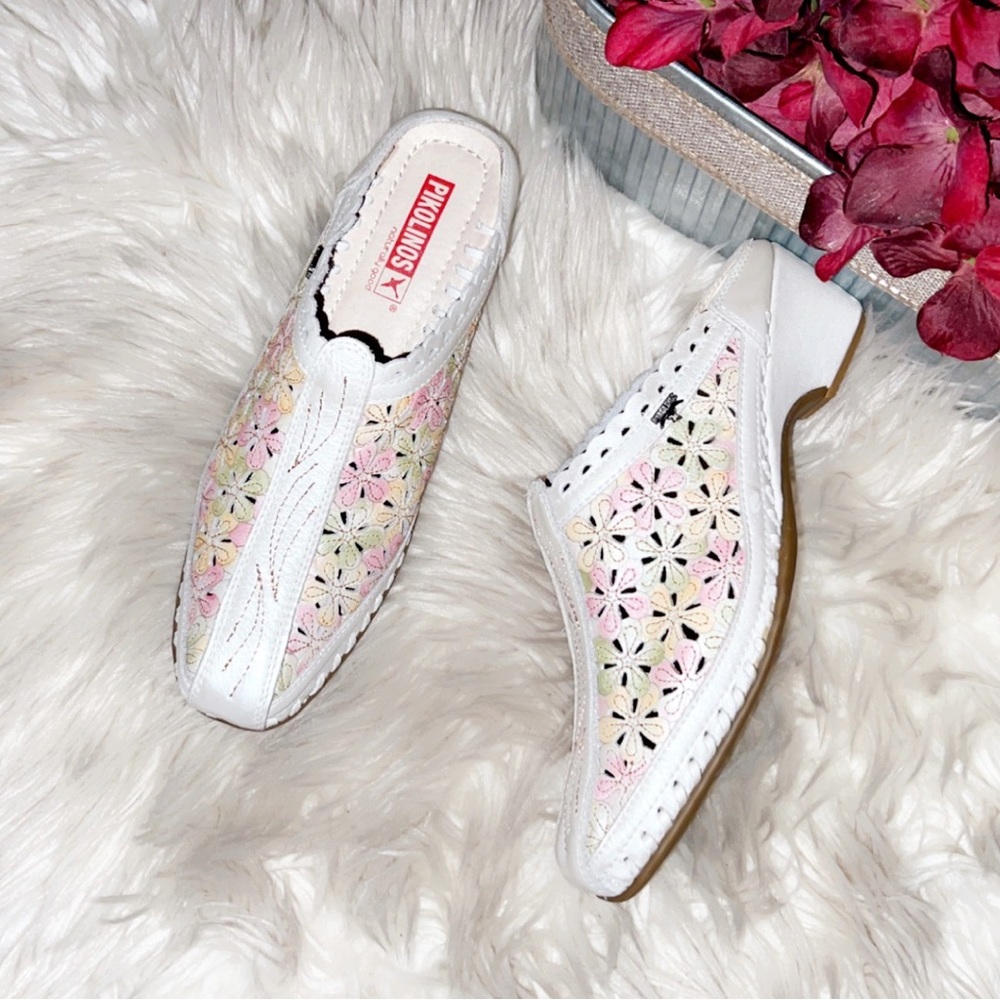PIKOLINOS Romana Floral Print Leather Mule